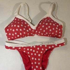 Seafolly Bikini Top, Cheeky bottom  Red Polka Dot